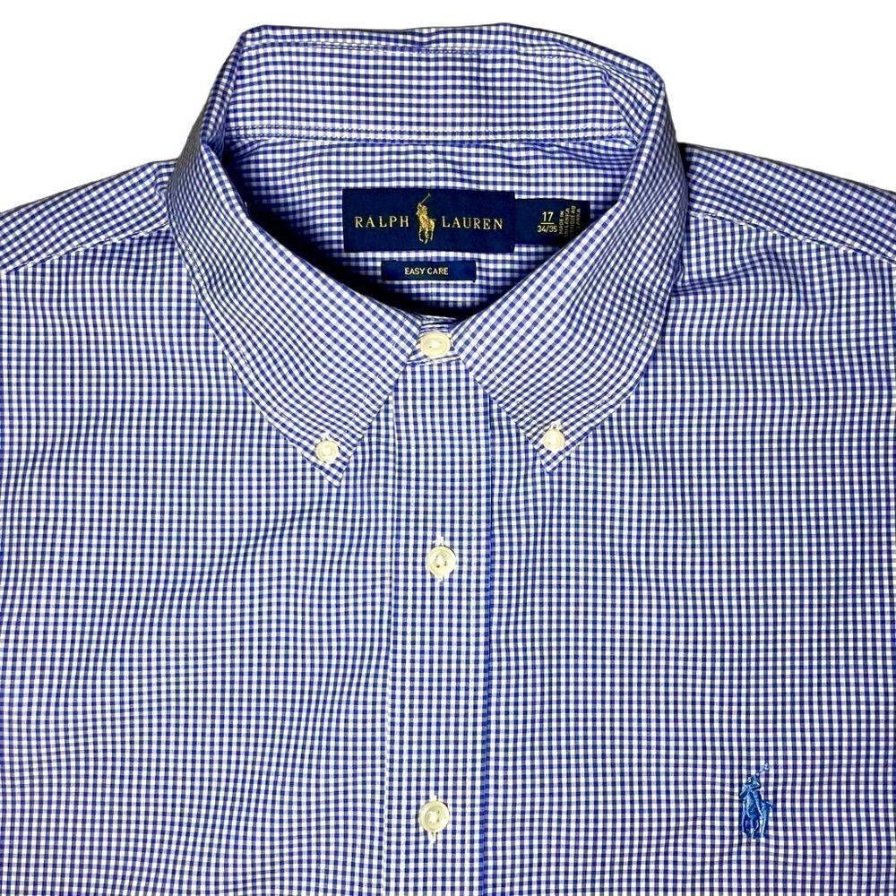Ralph Lauren Easy Care Check Dress Shirt in Periwinkle Blue/White Men’s 17-34/35